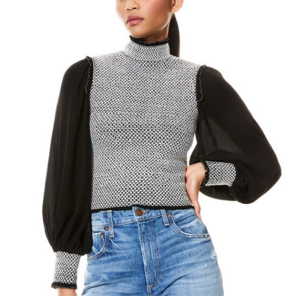 Alice + Olivia, Printed Mock Neck Crop Top, Size: S (worn once) - Picture 1 of 4